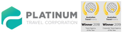 Platinum Travel Logo showing awards